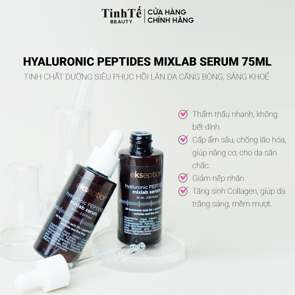 Tinh chất dưỡng Ekseption Hyaluronic Peptides Mixlab Serum phục hồi làn da căng bóng, sáng khoẻ 75ml