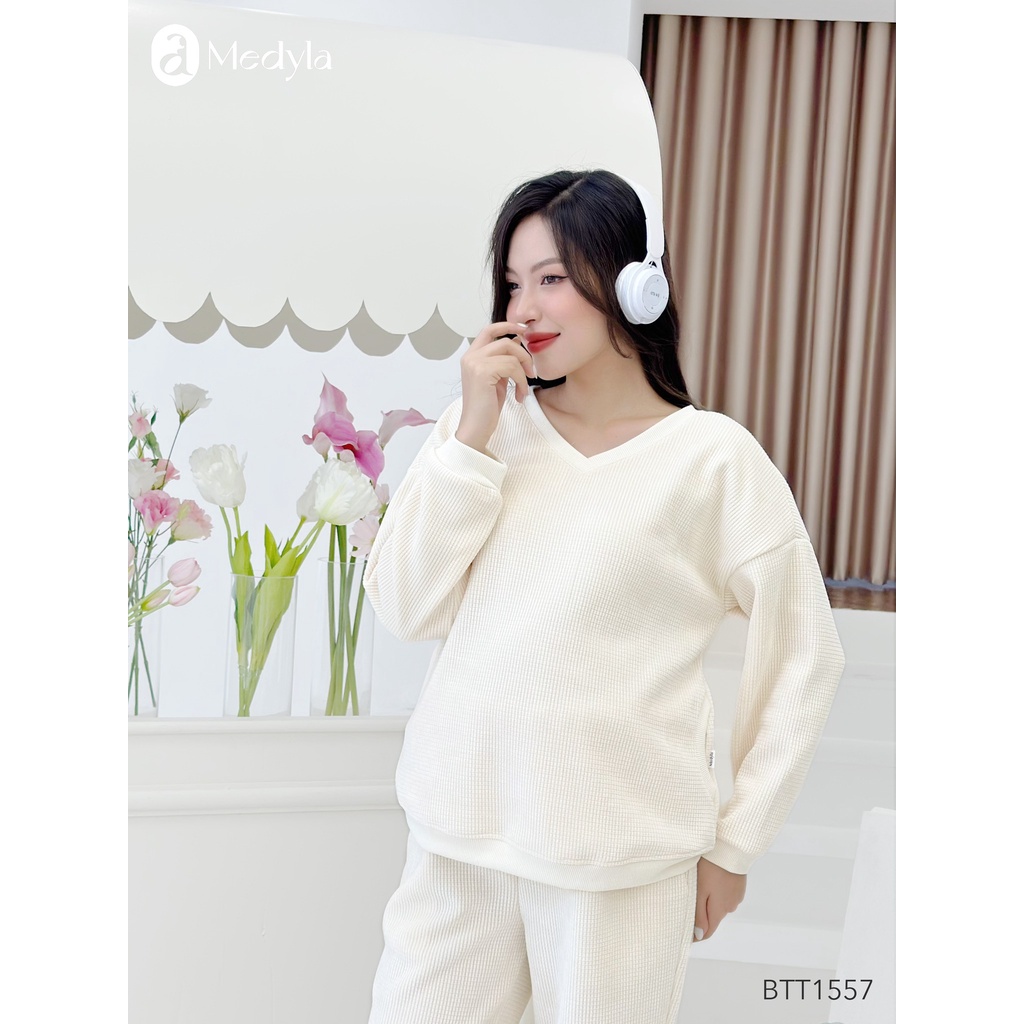 MEDYLA - Bộ đồ bầu mặc nhà Hoodie nỉ da cá dày dặn mặc được sau sinh - BTT1557