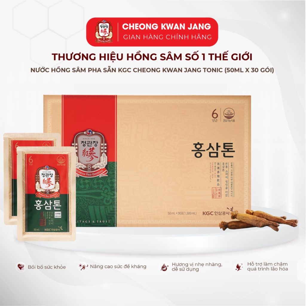 Nước Hồng Sâm Pha Sẵn KGC Cheong Kwan Jang Tonic (30 gói x 50ml)