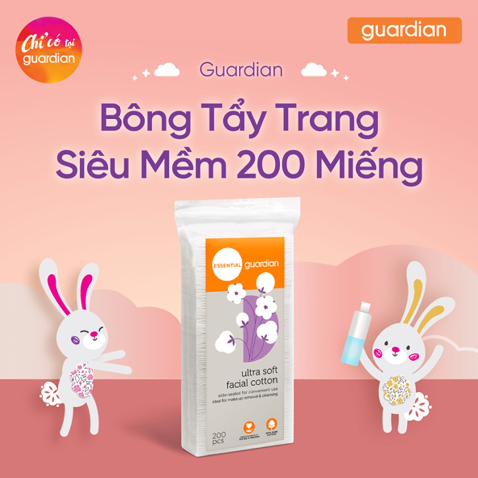 Bông Tẩy Trang Siêu Mềm Guardian Ultra Soft Facial Cotton 200 Miếng