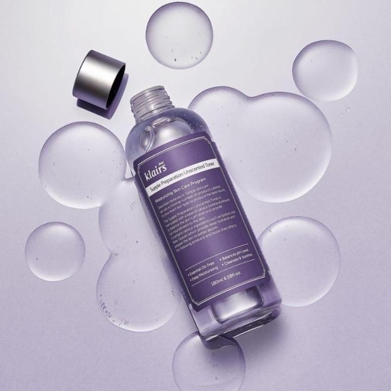 Nước hoa hồng không mùi dưỡng ẩm da và làm mềm da Klairs Supple Preparation Unscented 180ml