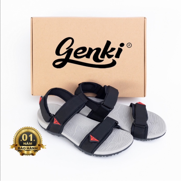 Giày Sandal Nam Genki Màu Xám Quai Ngang Học Sinh Đi Học Thời Trang Chính Hãng VL03