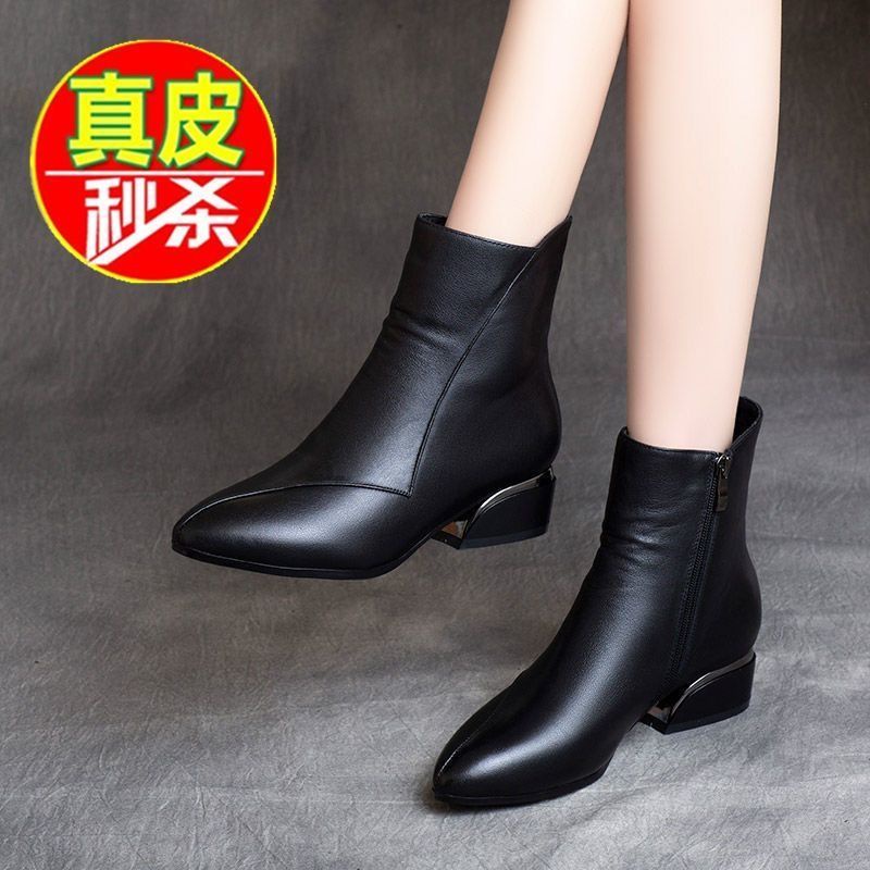 Giày Bốt martin Cao Gót Mũi Nhọn Lót Lông Cừu Thời Trang Mùa Đông 2022 Mới Cho Nữ