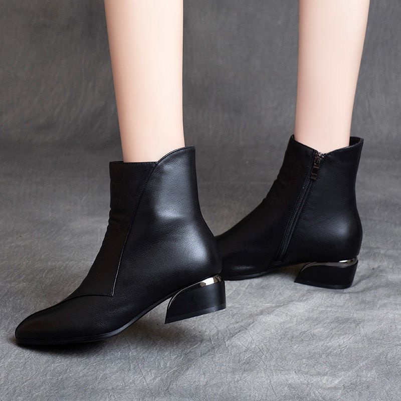 Giày Bốt martin Cao Gót Mũi Nhọn Lót Lông Cừu Thời Trang Mùa Đông 2022 Mới Cho Nữ