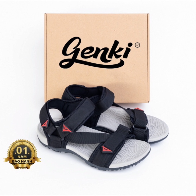 Giày Sandal Nam Genki Màu Xám Quai Chéo Học Sinh Đi Học Thời Trang Chính Hãng NQ04