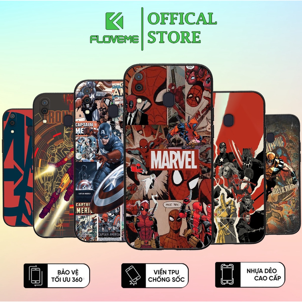 Ốp Lưng Samsung A20 , A30 , A20S MARVEL - Chính Hãng Floveme, Silicon Cao Cấp