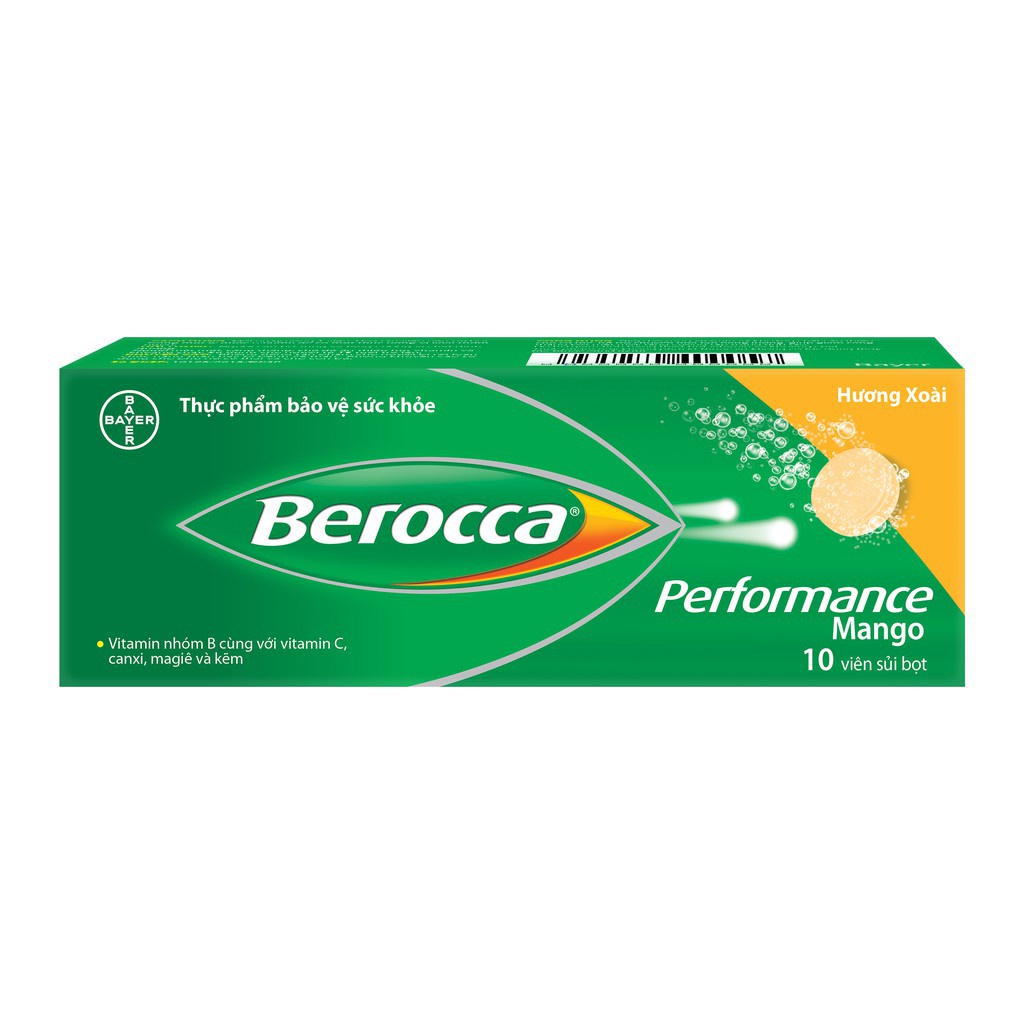 Bộ 2 hộp viên sủi bổ sung Vitamin Berocca Performance Mango 10 Viên/hộp