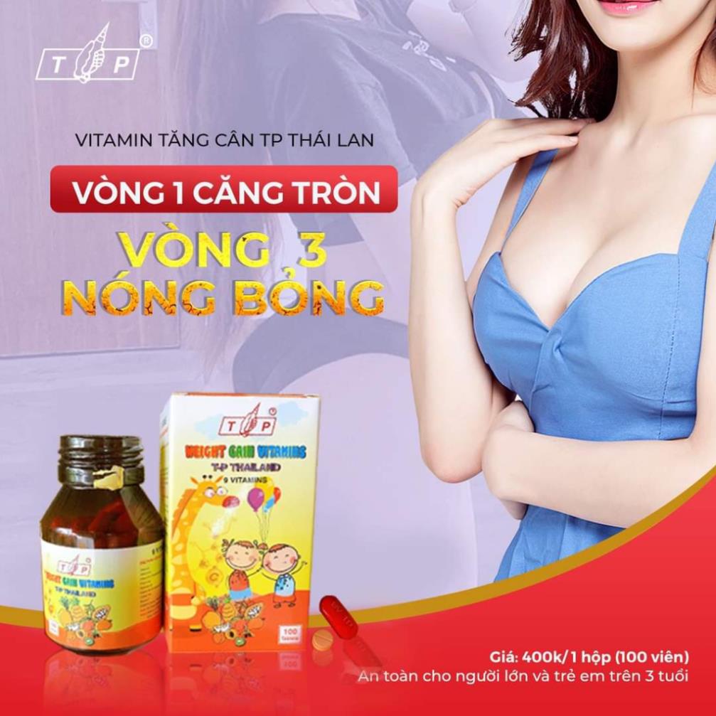 Tăng cân TP thái lan, vitamin TP thái lan, Weight Gain Vitamin hộp 100 viên mẫu mới hiệu quả tăng từ 2 đến 6 kg