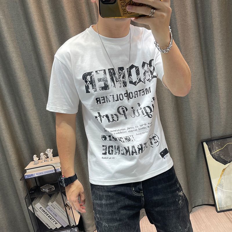 Trang Phục Hàng Có Sẵn!Áo Thun cotton Tay Ngắn Cổ Tròn In Họa Tiết Thời Trang Mùa Hè 2023 Mới Cho Nam