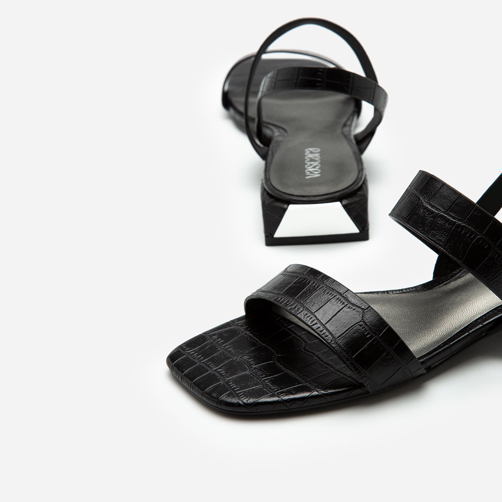 Vascara Giày Sandal Quai Ngang Vân Cá Sấu SDK 0315 Đen