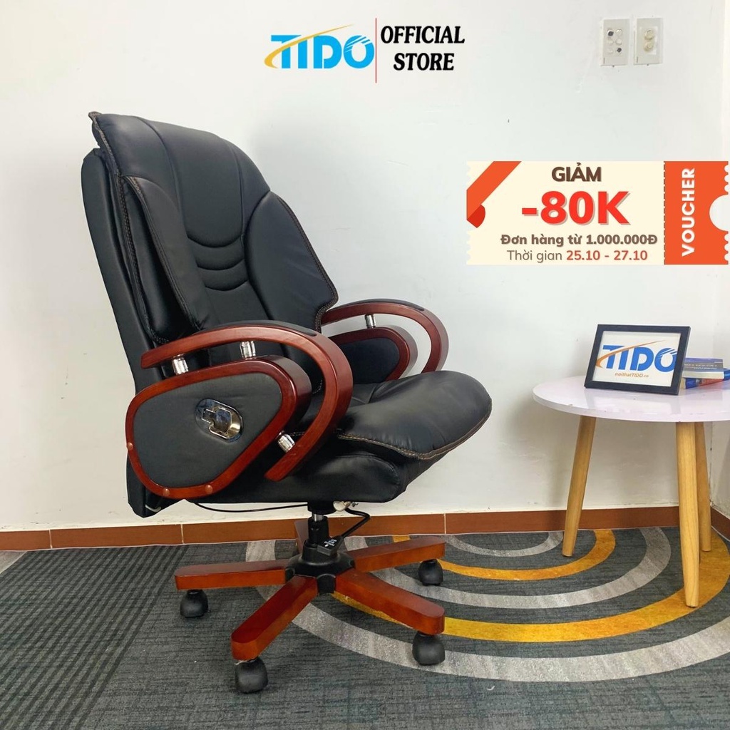 Ghế giám đốc bọc da cao cấp TIDO ghế xoay văn phòng ngã lưng 135 độ tiện lợi (HÀNG LẮP RÁP SẴN)