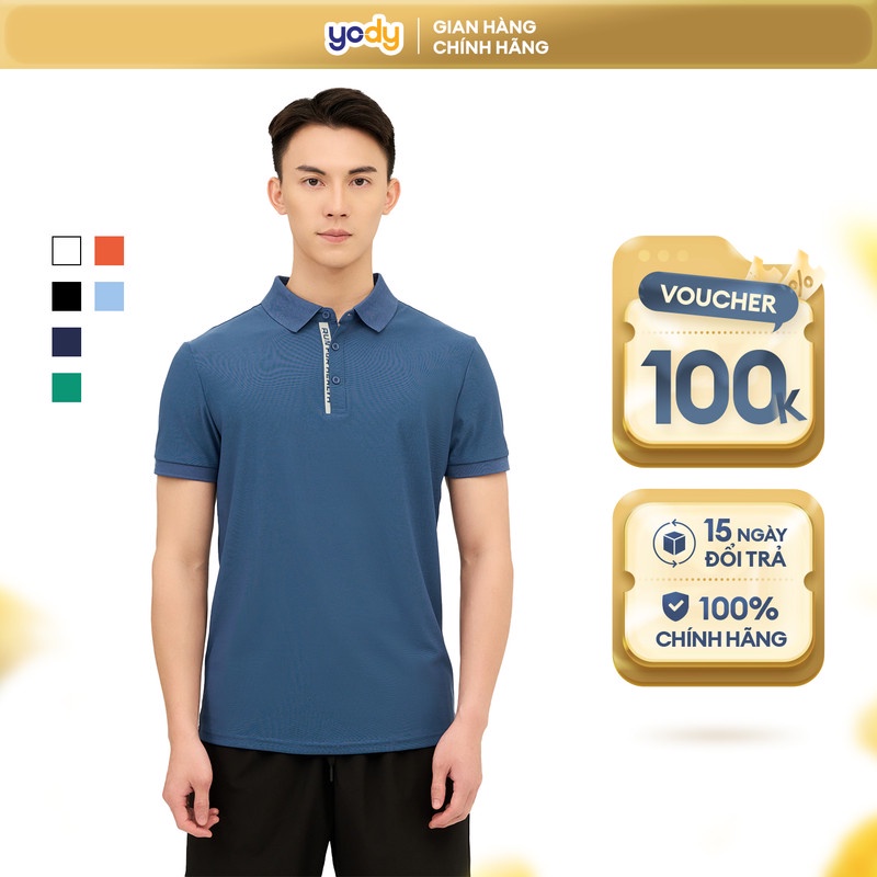Áo Polo Thể Thao Nam YODY Airycool Nẹp Lệch In Chữ SAM6045