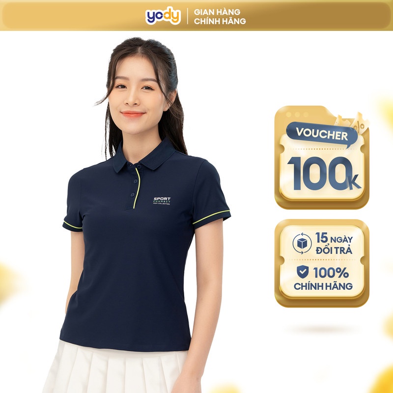 Áo polo thể thao nữ YODY Sport, áo thun có cổ thể thao tập gym vận động thoải mái SAN6054