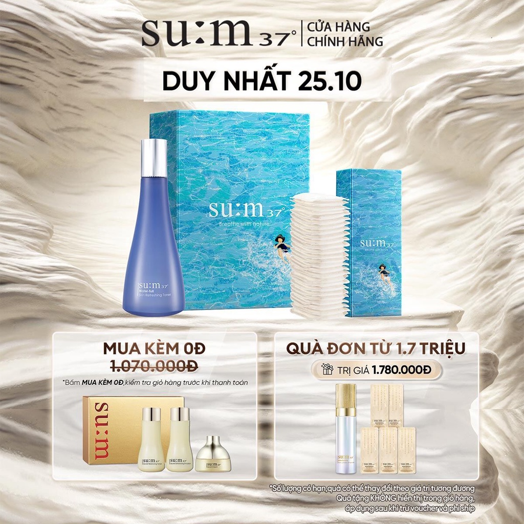 Bộ nước cân bằng cấp ẩm làm sáng da tăng độ đàn hồi Su:m37 Water-full Radiant Hydrating Glow Toner