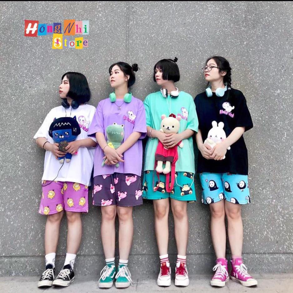 Quần Đùi Hoạt Hình Short Cartoon Oversize Ulzzang Unisex Dáng Rộng Nam Nữ - MM Freeship