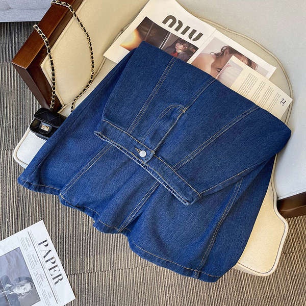 Chân váy jean bigsize chân váy jean dài Chân váy bò cạp cao cỡ lớn dành cho nữ cho nữ váy chữ a che hông mẫu dài vừa thu đông mẫu mới cho nữ màu xanh mềm mại