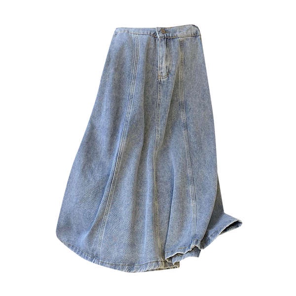 Chân váy jean bigsize chân váy jean dài Chân váy bò cạp cao cỡ lớn dành cho nữ cho nữ váy chữ a che hông mẫu dài vừa thu đông mẫu mới cho nữ màu xanh mềm mại