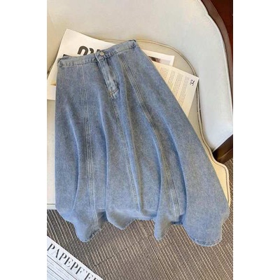 Chân váy jean bigsize chân váy jean dài Chân váy bò cạp cao cỡ lớn dành cho nữ cho nữ váy chữ a che hông mẫu dài vừa thu đông mẫu mới cho nữ màu xanh mềm mại