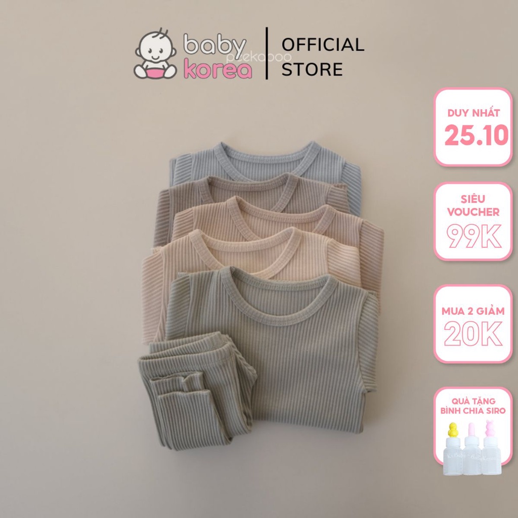 (Chính hãng) Bộ rời dài tay cotton gân thu Boni PEEKABOO made in Korea bé trai bé gái thời trang trẻ em BABY KOREA