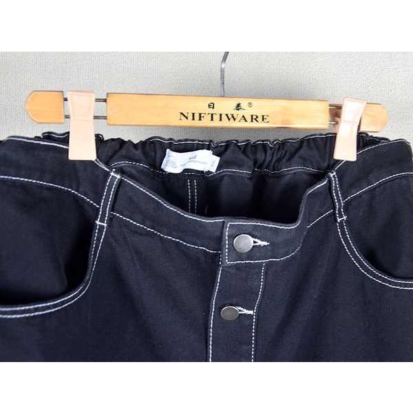 Chân váy jean dài bigsize chân váy jean Thương mại nước ngoài đuôi đơn cắt nhãn cộng với béo cộng với phụ nữ mùa hè mỏng cotton co giãn eo rộng rãi váy bò màu đen