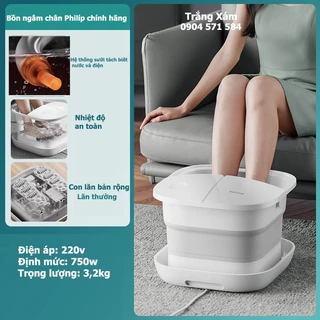 Bồn ngâm chân massage tự động philips, chậu ngâm chân mát xoa gấp gọn, Thùng ngâm chân massage làm ấm nước và giữ nhiệt