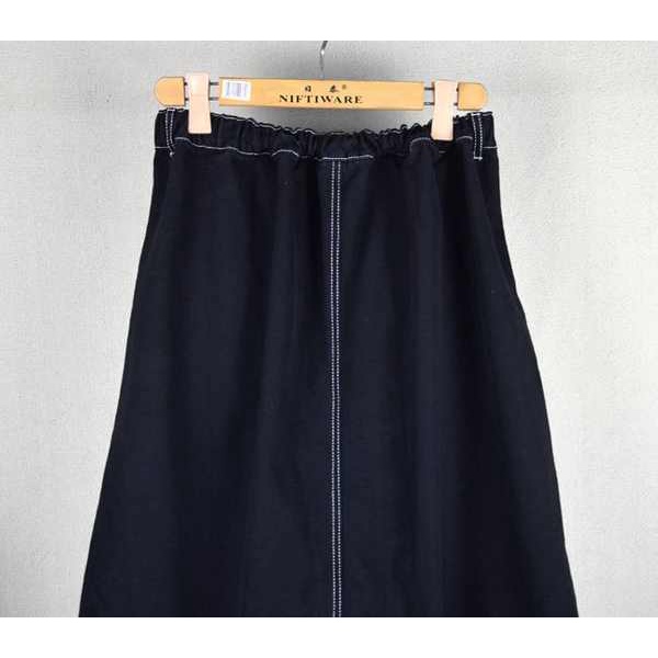 Chân váy jean dài bigsize chân váy jean Thương mại nước ngoài đuôi đơn cắt nhãn cộng với béo cộng với phụ nữ mùa hè mỏng cotton co giãn eo rộng rãi váy bò màu đen