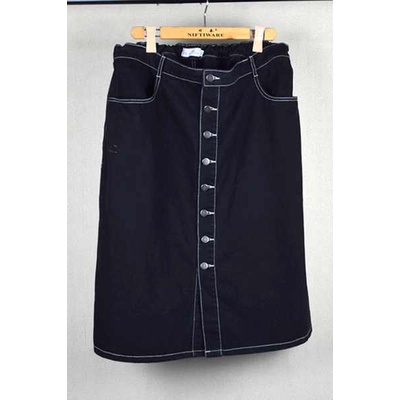 Chân váy jean dài bigsize chân váy jean Thương mại nước ngoài đuôi đơn cắt nhãn cộng với béo cộng với phụ nữ mùa hè mỏng cotton co giãn eo rộng rãi váy bò màu đen