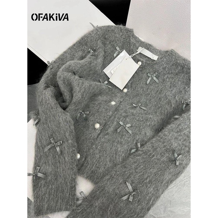 Áo Khoác Cardigan Dệt Kim Phối Nơ Xinh Xắn Theo Phong Cách retro Nhật Bản Dành Cho Nữ