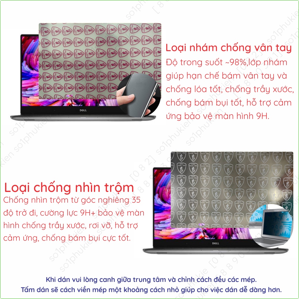 Dán cường lực màn hình Dell XPS 15 9510 9520 9530 9560 9570 nano nano dẻo trong suốt, nhám chống loá+vân tay, bảo vệ mắt