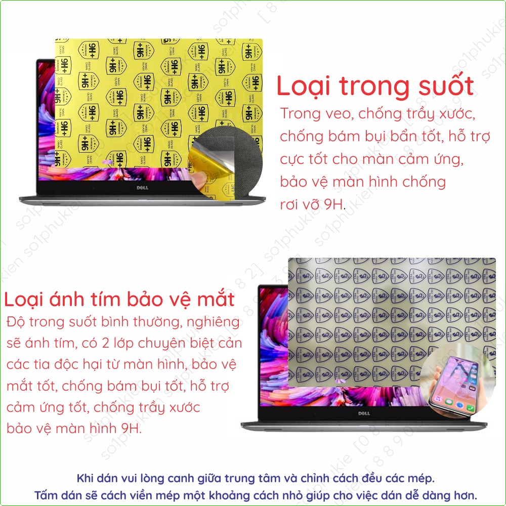 Dán cường lực màn hình Dell XPS 15 9510 9520 9530 9560 9570 nano nano dẻo trong suốt, nhám chống loá+vân tay, bảo vệ mắt