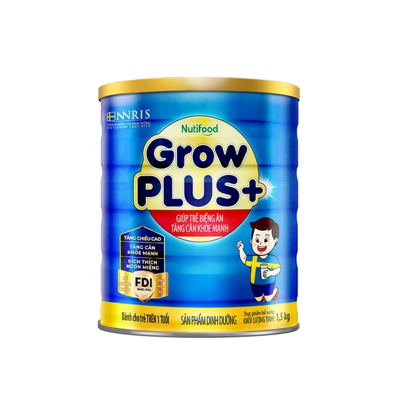 Sữa Bột Nutifood GrowPLUS+ Biếng Ăn 1.5kg - Tăng Cân Khỏe Mạnh (Lon 1.5kg)