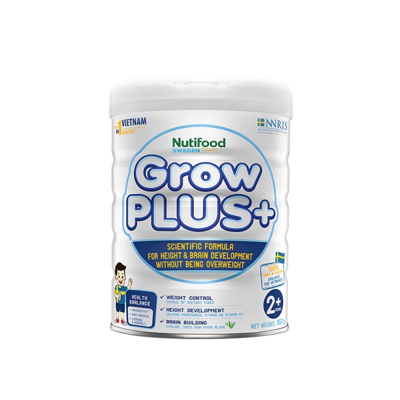 Sữa bột GrowPLUS+ trên 2 tuổi - giúp trẻ phát triển chiều cao và não bộ, không thừa cân (Lon 850g) - Grow Plus+