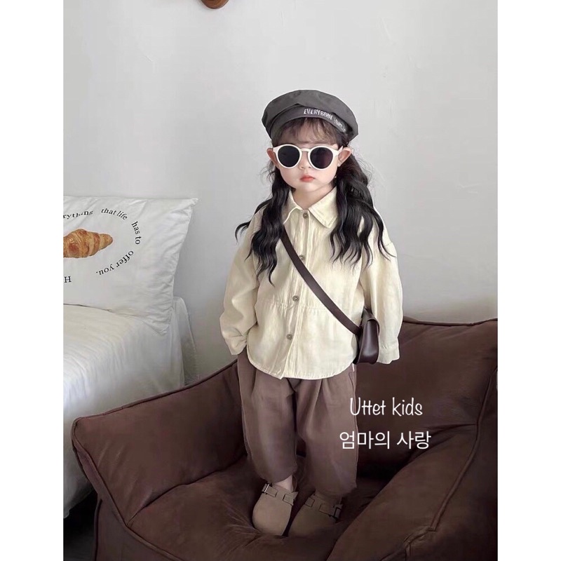 ÁO SƠ MI PHONG CÁCH HÀN QUỐC 2 TÚI DÀNH CHO BÉ GÁI VÀ BÉ TRAI RẤT ĐẸP 23111