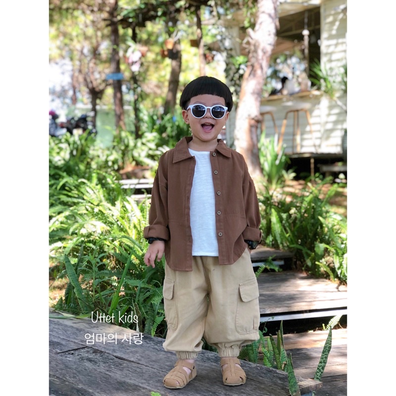 ÁO SƠ MI PHONG CÁCH HÀN QUỐC 2 TÚI DÀNH CHO BÉ GÁI VÀ BÉ TRAI RẤT ĐẸP 23111