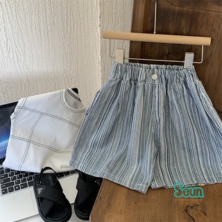 Quần lửng jean quần ngố bé trai sọc dọc quần bò denim