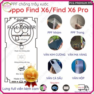Dán PPF mặt lưng full viền cho Oppo Find X6/ Find X6 Pro trong, nhám, hoạ tiết, vân kim cương