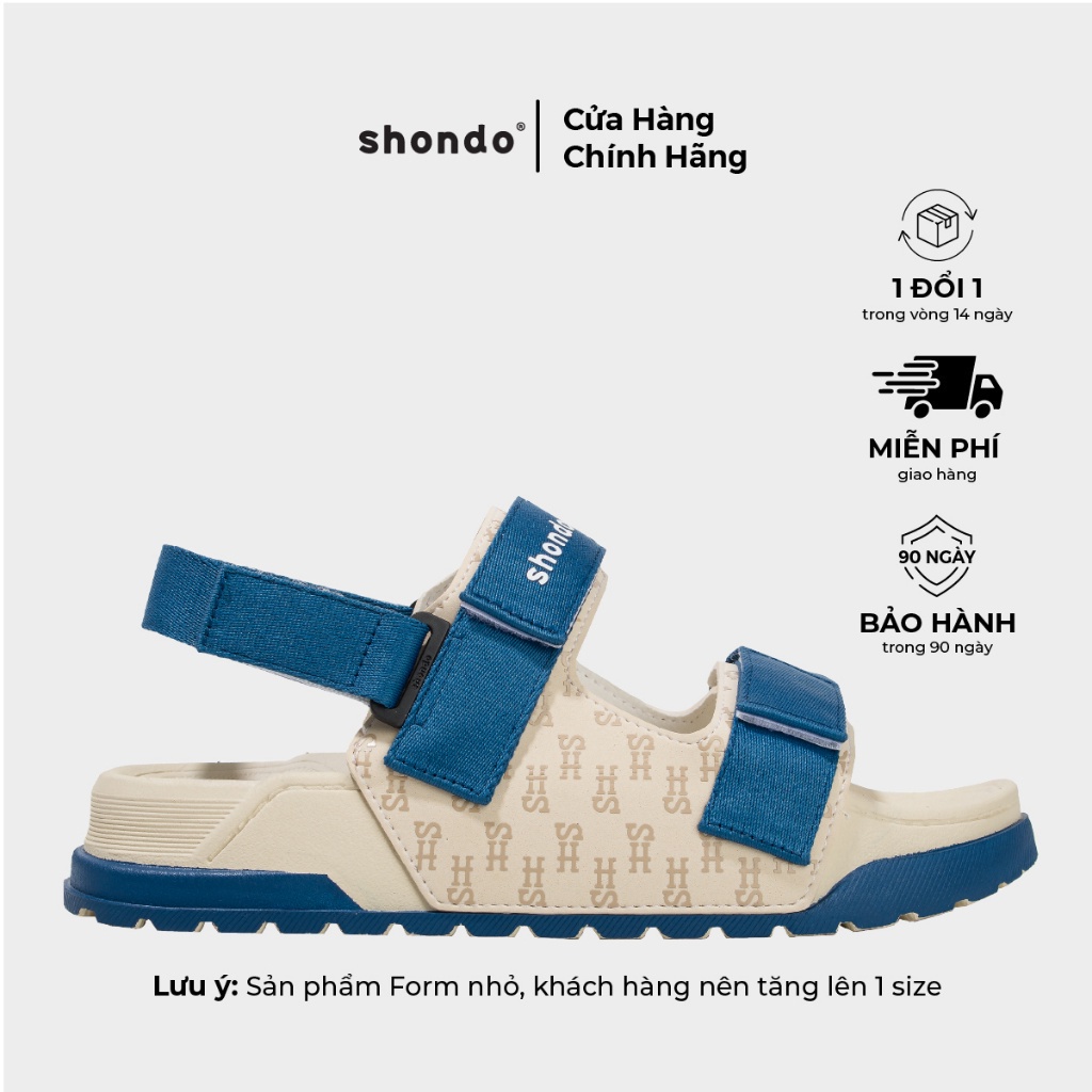 Giày Sandal Nam Nữ Shondo Êm Chân, Bền Platy 2 Be Phối Xanh Dương PLA2323