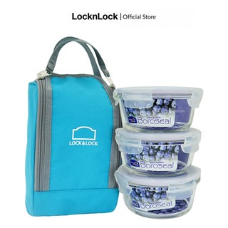 Bộ túi hộp cơm thủy tinh chịu chiệt 4EA Lock&Lock LLG821BS3 (380ml / Hộp)