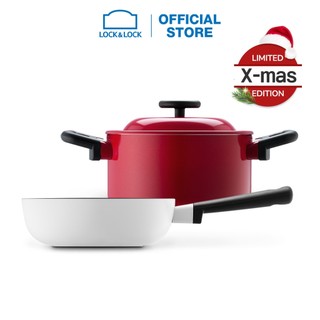 Bộ nồi chảo sâu lòng 2 món Decore IH Christmas Edition Lock&Lock - LDE1202IHS01