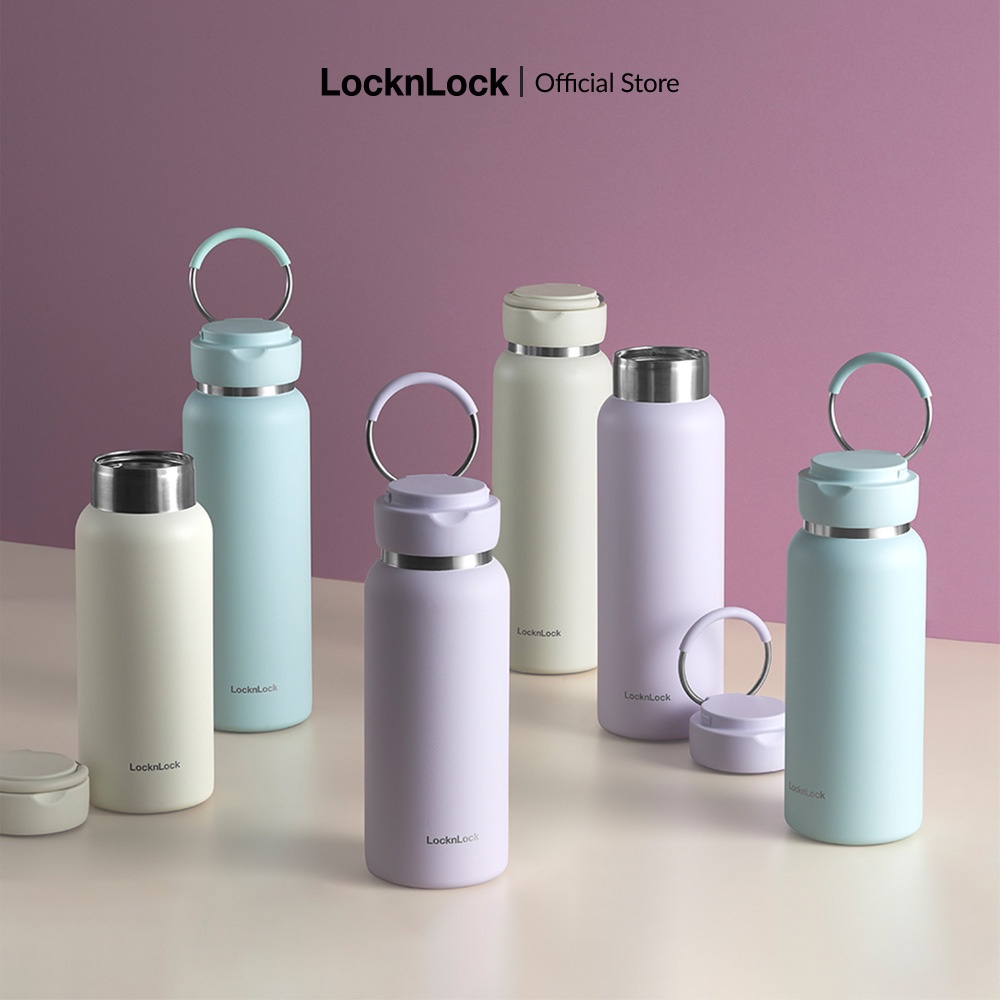 Bình giữ nhiệt Lock&Lock Sling Ring Tumbler 650ml - 800ml - Màu mint, tím nhạt, ngà LHC4321-22