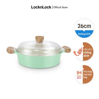 Nồi nhôm chống dính nắp thủy tinh Lock & Lock, 26cm. màu Mint CCA203