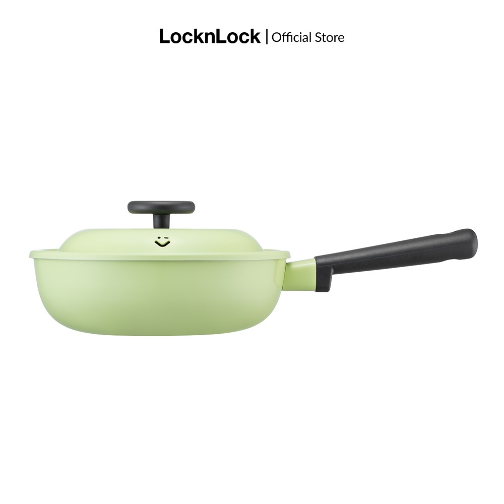 Chảo chống dính Decore Lock&Lock có nắp 22cm màu xanh lá Yellow green LDE1227IH