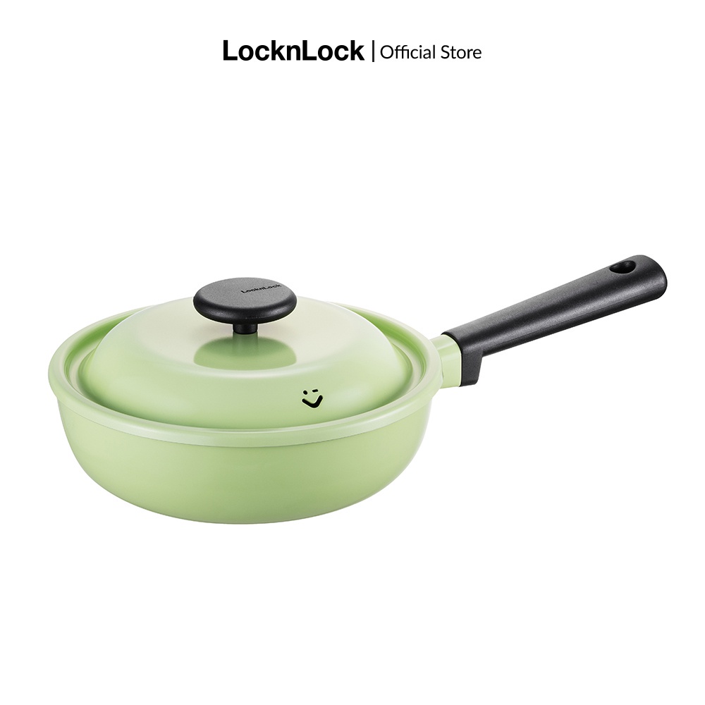 Chảo chống dính Decore Lock&Lock có nắp 22cm màu xanh lá Yellow green LDE1227IH
