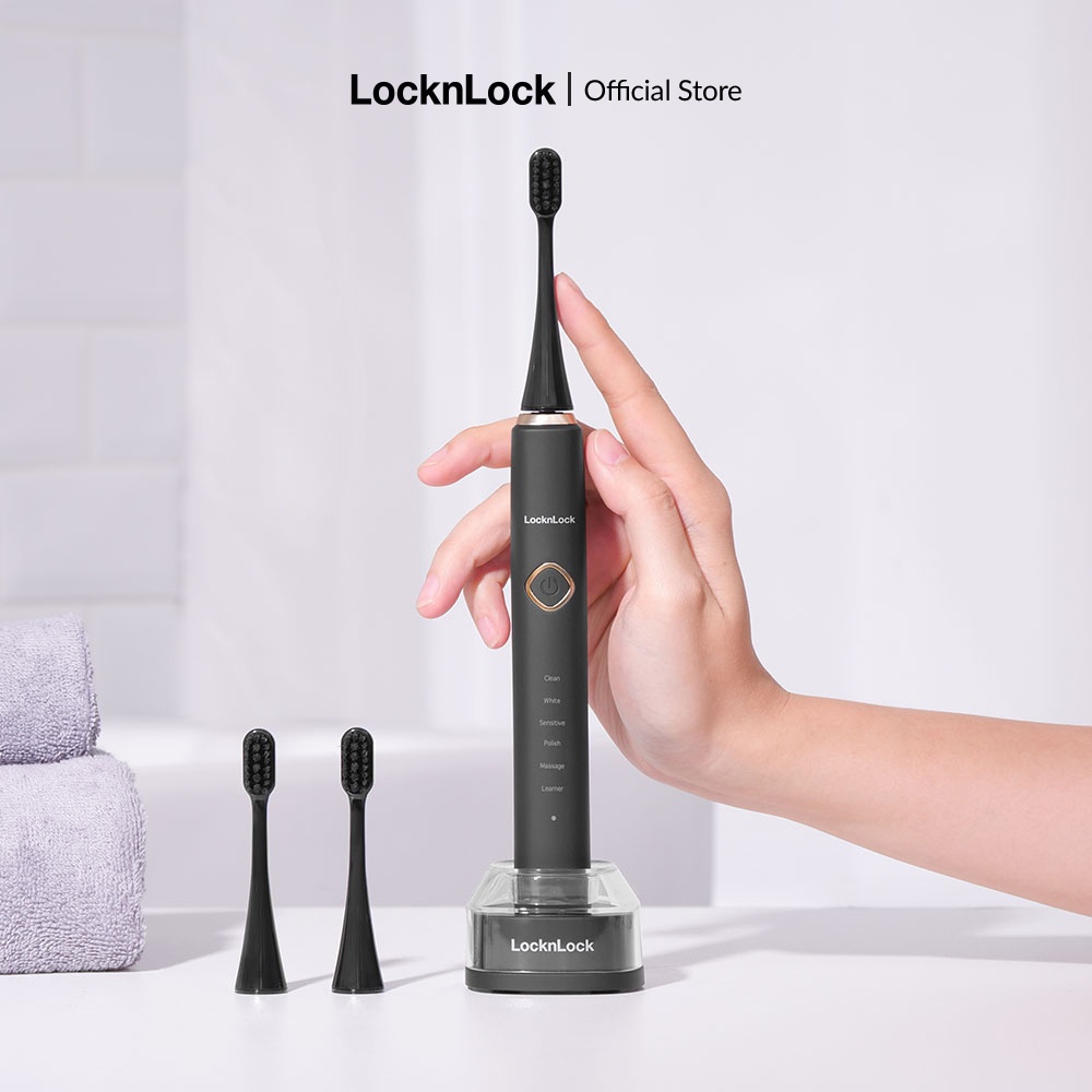 Bàn chải đánh răng điện Lock&Lock Electric toothbrush - sạc không dây, chống nước - màu đen ENR636BLK