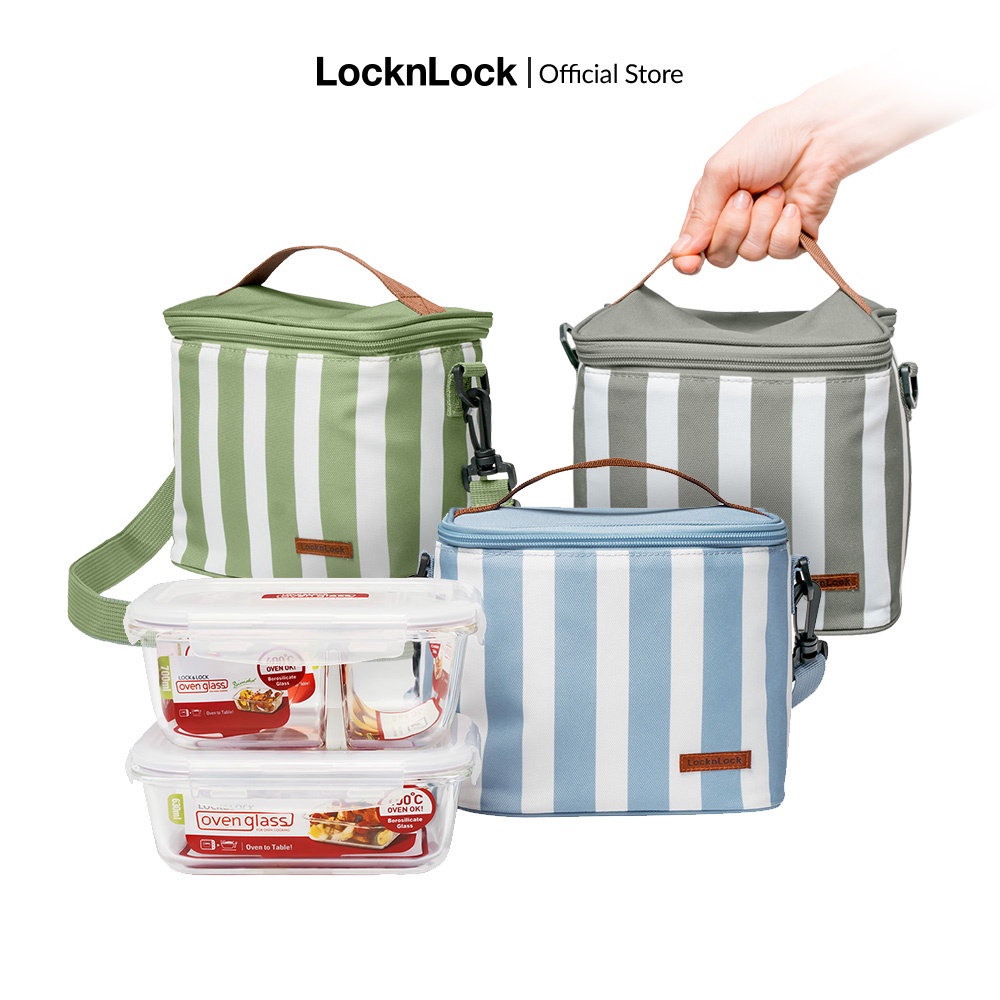 Bộ túi hộp cơm thủy tinh Lock&Lock 3EA - LLG428S2 (3 màu)