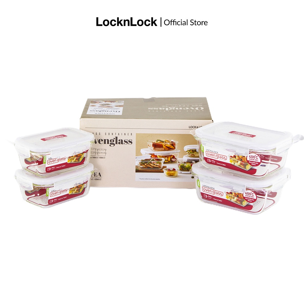 Bộ 4 hộp thủy tinh Lock&Lock Euro LLG423S4