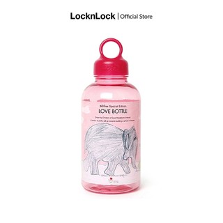 Bình nước lock&lock bisfree in tranh con voi 530ml màu hồng abf624gne