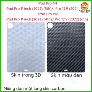 Miếng dán mặt lưng ipad pro 11 inch, 12.9 in m1 , ipad pro m2 , ipad pro 12.9 skin carbon