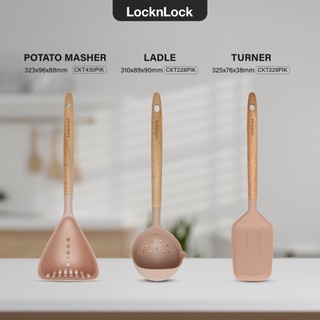 Bộ dụng cụ nhà bếp Lock&Lock xẻng lật thức ăn, muôi múc canh, dụng cụ nghiền rau củ quả bằng silicone chịu nhiệt