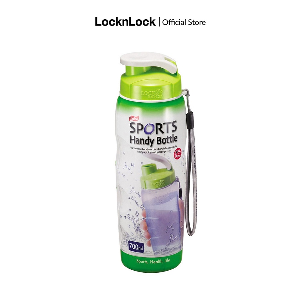 Bình nước nhựa thể thao Lock&Lock Color Sports Handy bottle 700ml có dây xách màu xanh lá HAP608G